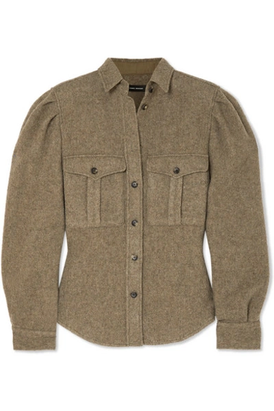 Shop Isabel Marant Florrie Brushed Wool-blend Shirt In Army Green