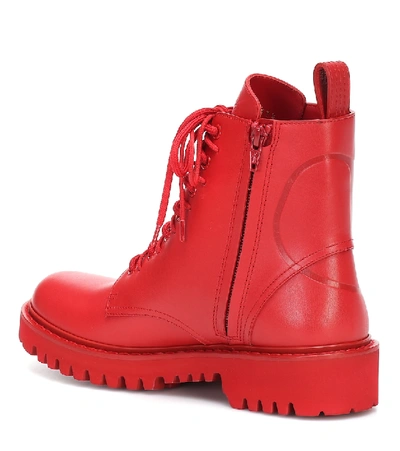 Shop Valentino Vlogo Leather Ankle Boots In Red