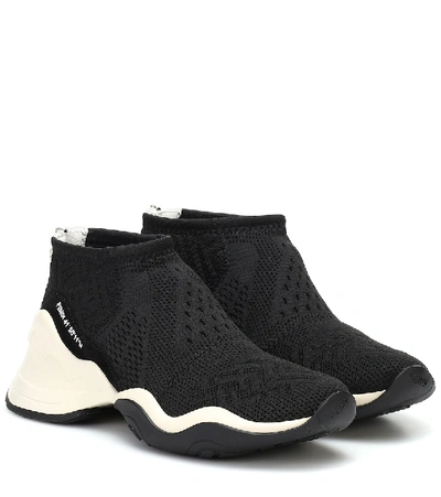 Shop Fendi Ffluid Jacquard-knit Sneakers In Black