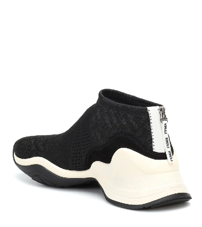 Shop Fendi Ffluid Jacquard-knit Sneakers In Black