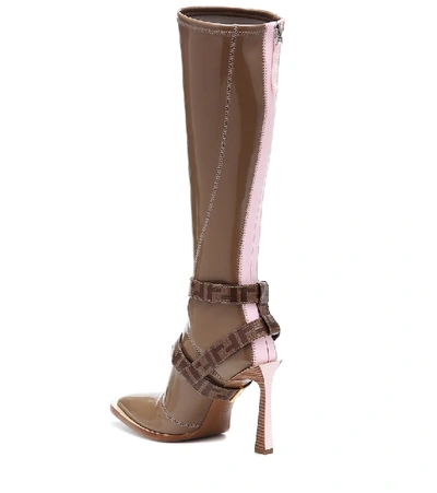 Shop Fendi Fframe Neoprene Harness Boots In Brown