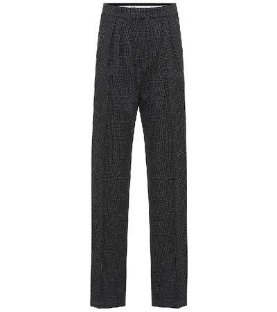 Shop Max Mara Luana Houndstooth Wool-blend Pants In Grey