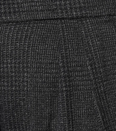 Shop Max Mara Luana Houndstooth Wool-blend Pants In Grey