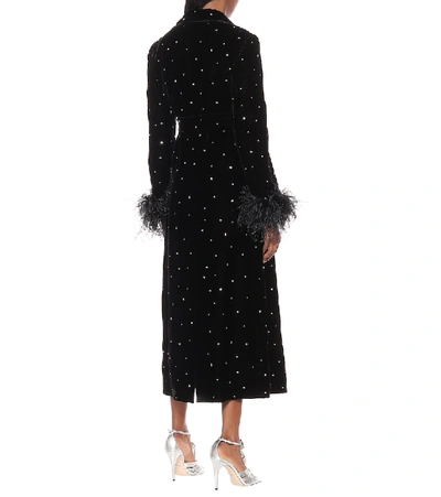 Shop Miu Miu Embellished Velvet Coat In Black