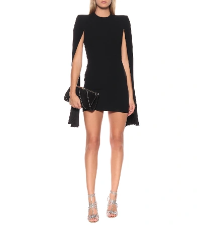 Shop Alex Perry Jenna Pleated Satin-crêpe Minidress In Black