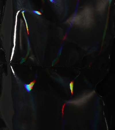 Shop Fendi Holographic Fur-trimmed Down Coat In Black