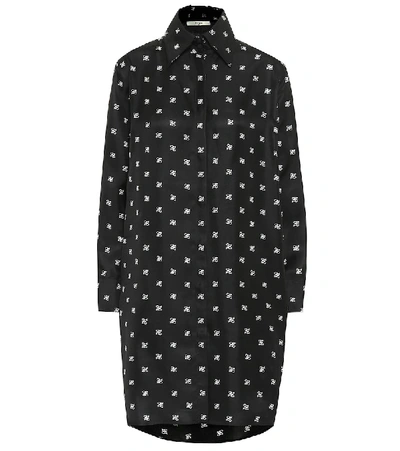 Shop Fendi Printed Silk-twill Shirt Dress In Black
