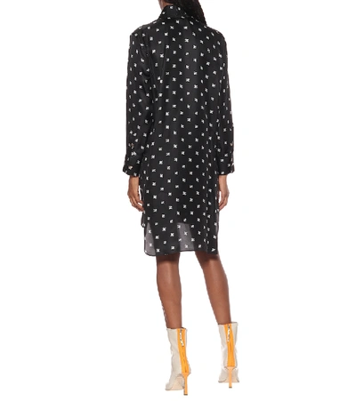 Shop Fendi Printed Silk-twill Shirt Dress In Black