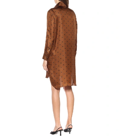 Shop Fendi Printed Silk-twill Shirt Dress In Brown