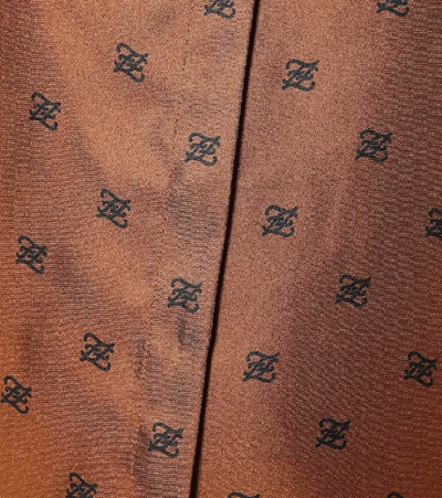 Shop Fendi Printed Silk-twill Shirt Dress In Brown