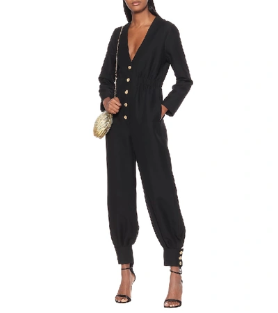 Shop Gucci Wool And Silk Jumpsuit In Black