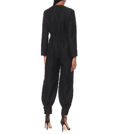 Shop Gucci Wool And Silk Jumpsuit In Black