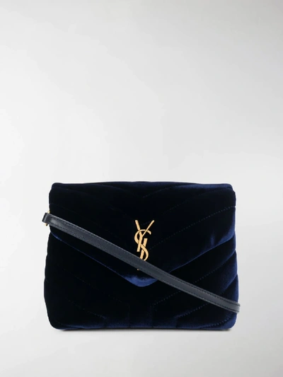 Shop Saint Laurent Velvet Cross-body Bag In Blue