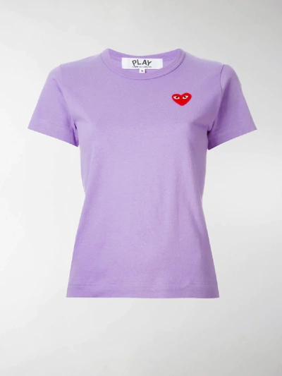 Shop Comme Des Garçons Play Heart Logo T-shirt In Purple
