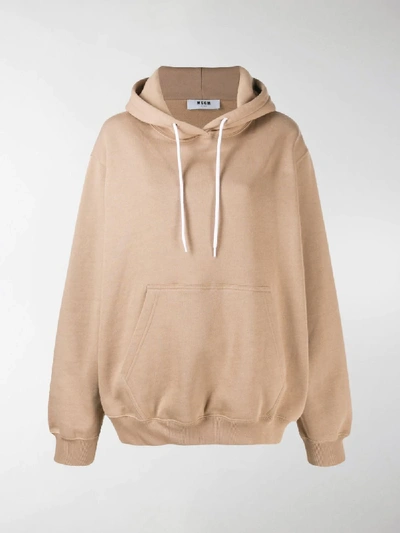 Shop Msgm Printed Logo Hooded Sweater In Neutrals