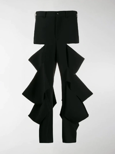 Shop Comme Des Garçons Ripped High-rise Trousers In Black