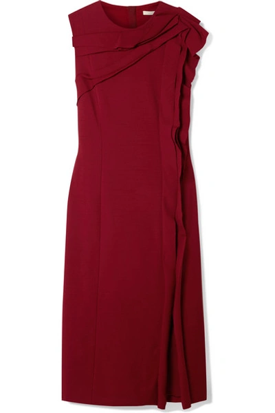 Shop Jason Wu Collection Ruffled Stretch-crepe Dress In Red
