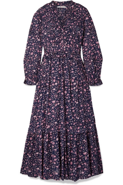 Shop Isabel Marant Étoile Likoya Ruffled Floral-print Cotton-voile Maxi Dress In Blue