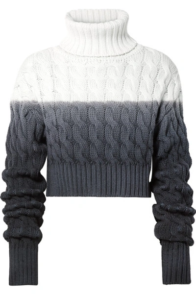 Shop Matthew Adams Dolan Ombré Cable-knit Wool Turtleneck Sweater In Blue