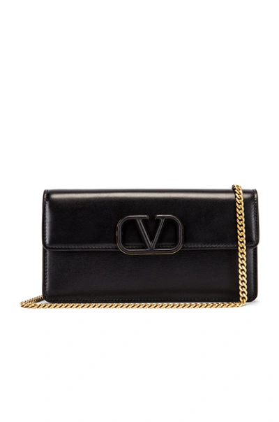 Shop Valentino Garavani Vsling Wallet On Chain Bag In Black