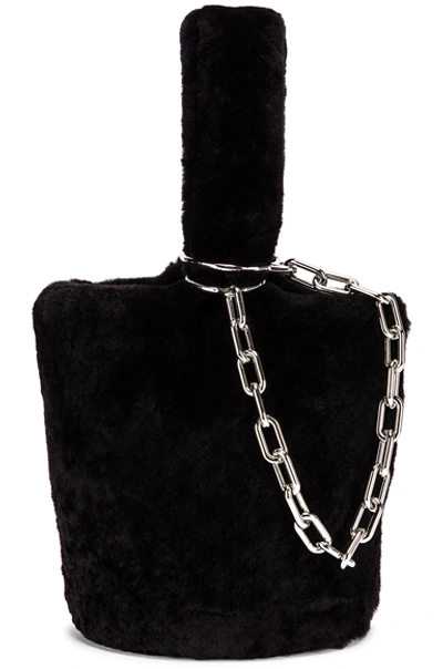 Shop Alexander Wang Shearling Roxy Mini Bucket Bag In Black