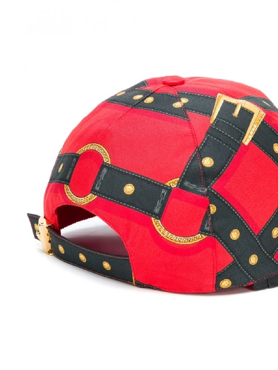 Shop Versace Printed Baseball Cap In Red