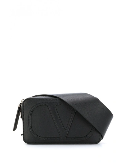 Shop Valentino Logo Print Pouch In Black