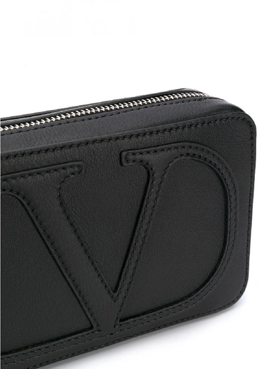 Shop Valentino Logo Print Pouch In Black