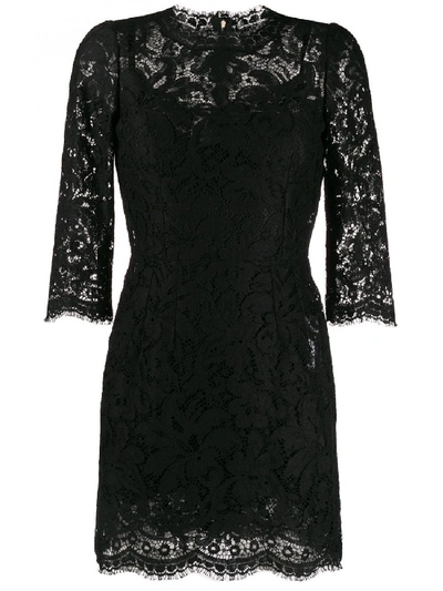 Shop Dolce & Gabbana Bustier Lace Dress In Black