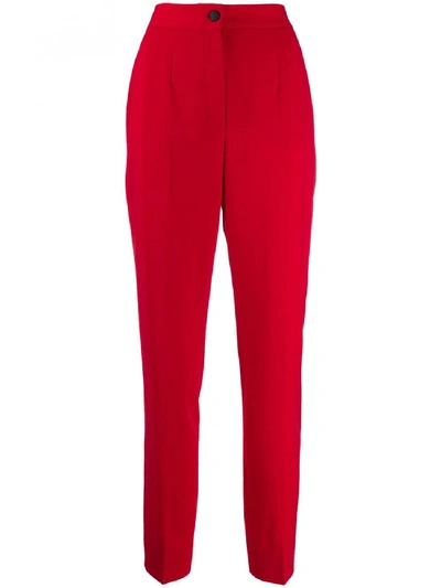 Shop Dolce & Gabbana High Waist Trousers In Red