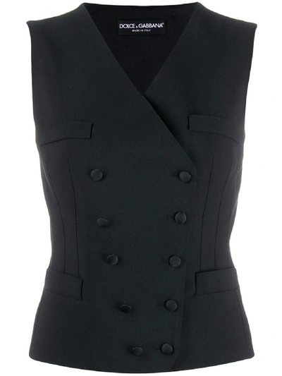 Shop Dolce & Gabbana Cotton Waistcoat In Black