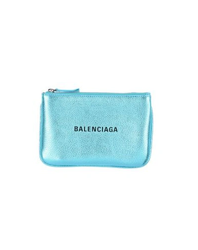 Shop Balenciaga Pouches In Turquoise