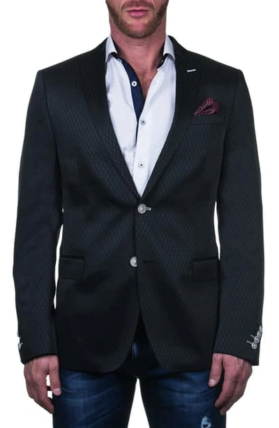 Shop Maceoo Descartes Regular Fit Diamond Pattern Cotton & Linen Blend Sport Coat In Black