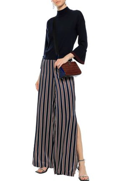Shop Autumn Cashmere Pleated Cashmere Sweater In Navy