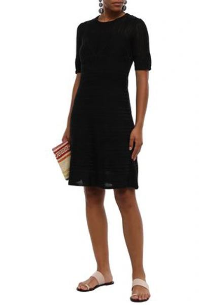 Shop M Missoni Crochet-knit Cotton-blend Mini Dress In Black