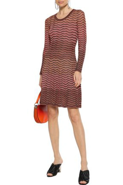 Shop M Missoni Metallic Ombré Crochet-knit Dress In Multicolor