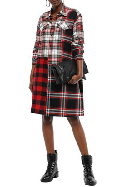 Shop Mcq By Alexander Mcqueen Patchwork-effect Checked Cotton And Wool-blend Shirt Dress In Red