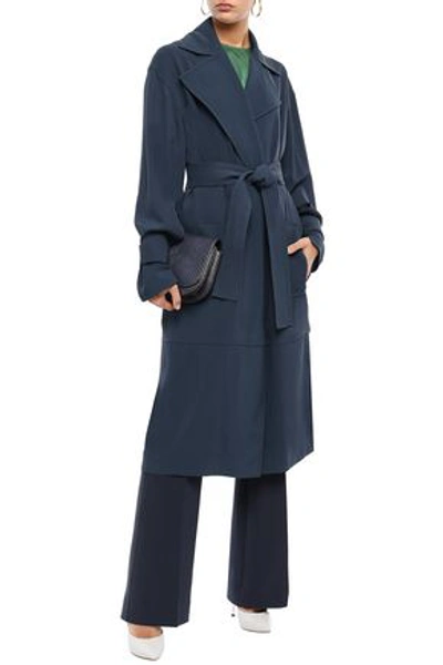 Shop Victoria Beckham Woman Belted Twill Trench Coat Navy
