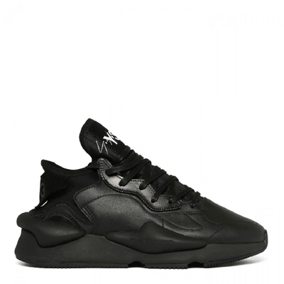 Shop Y-3 Leather And Nylon Kaiwa Sneakers In Black