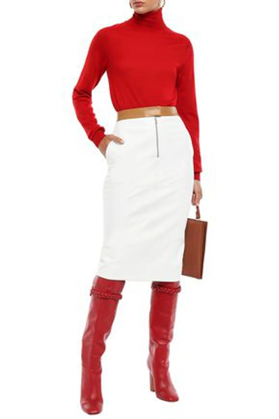Shop Victoria Beckham Woman Leather Pencil Skirt White