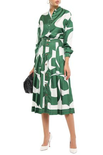 Shop Victoria Beckham Woman Midi Skirt Green