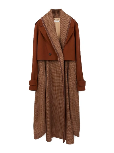 Shop Chloé Layered Coat In Brown