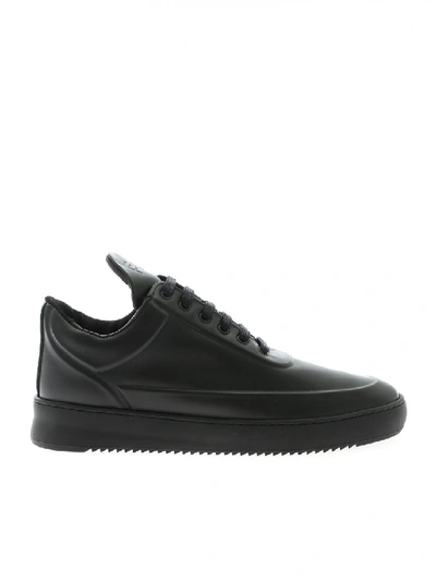 Shop Filling Pieces Sneaker Leather Low Top Ripple Embossed All Black 2512760