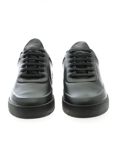 Shop Filling Pieces Sneaker Leather Low Top Ripple Embossed All Black 2512760