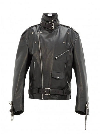 Shop Vetements Leather Jacket In Grey