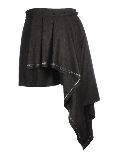 Shop Alexander Mcqueen Asymmetrical Wool Shorts In Black