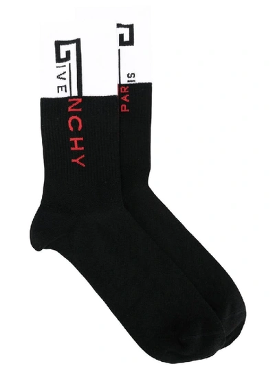 Shop Givenchy Black & White Men's Side Logo Intarsia Socks