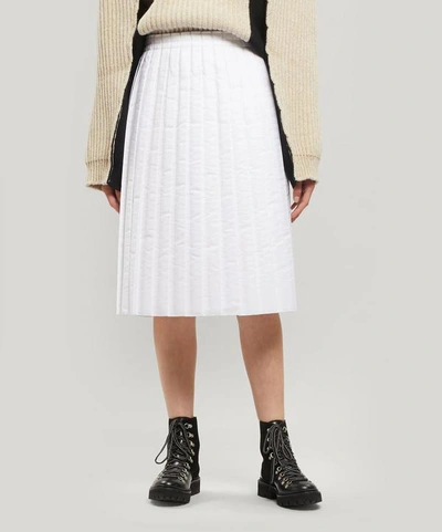 Shop Mm6 Maison Margiela Pleated Padded Midi-skirt In White