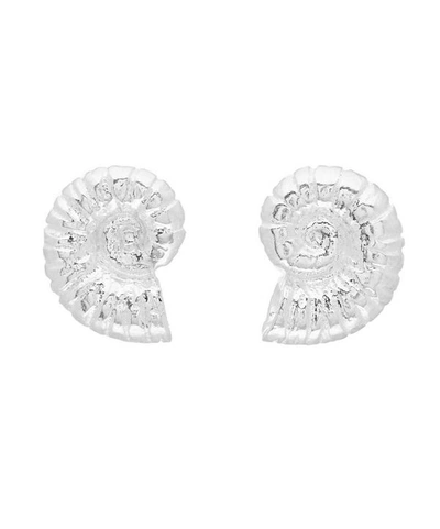 Shop Alex Monroe Silver Ammonite Shell Stud Earrings