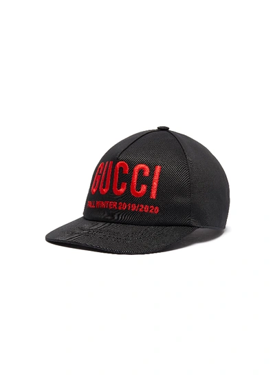 Shop Gucci Logo Embroidered Baseball Cap In Black